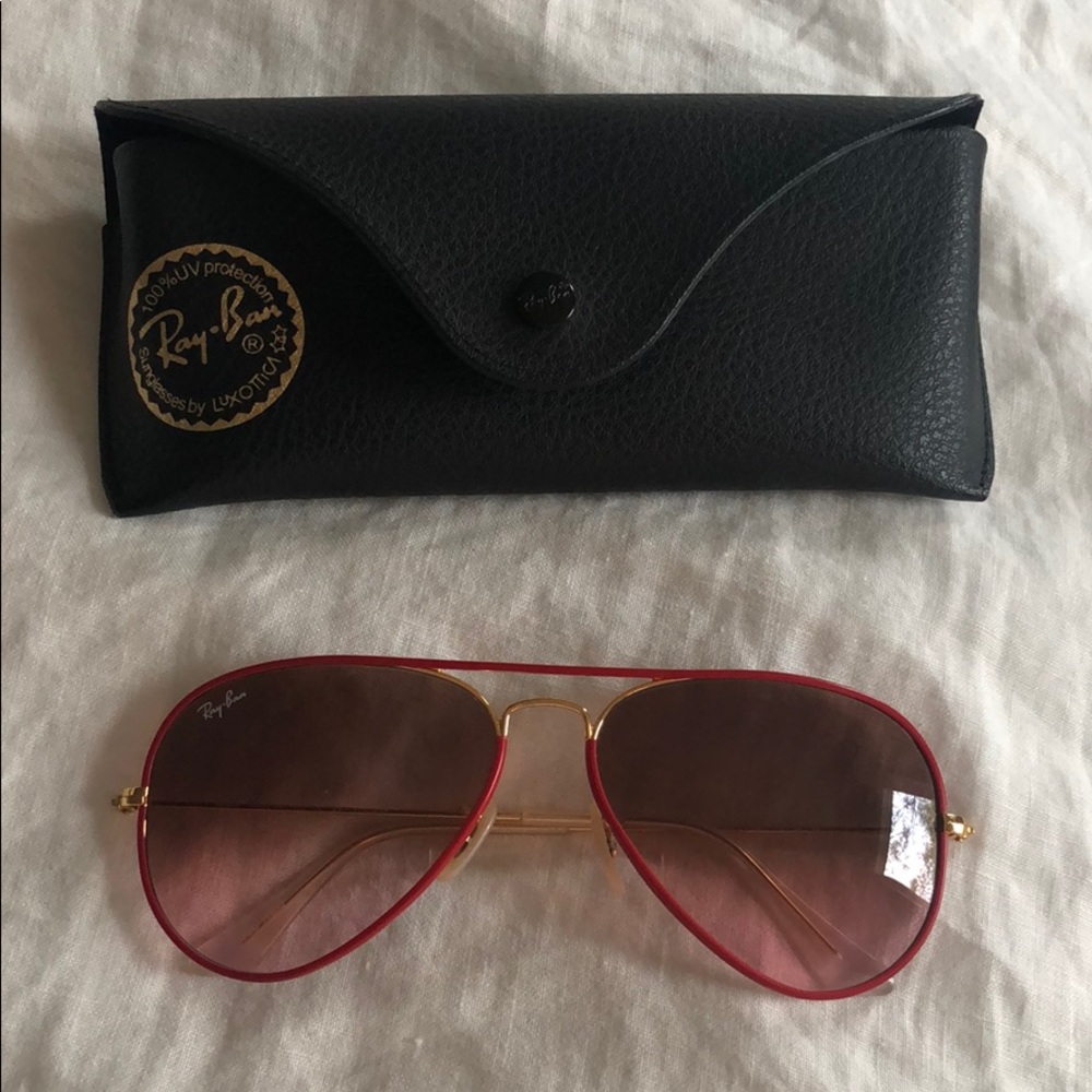 Gold and Red rimmed Ray-Ban sunglasses!!